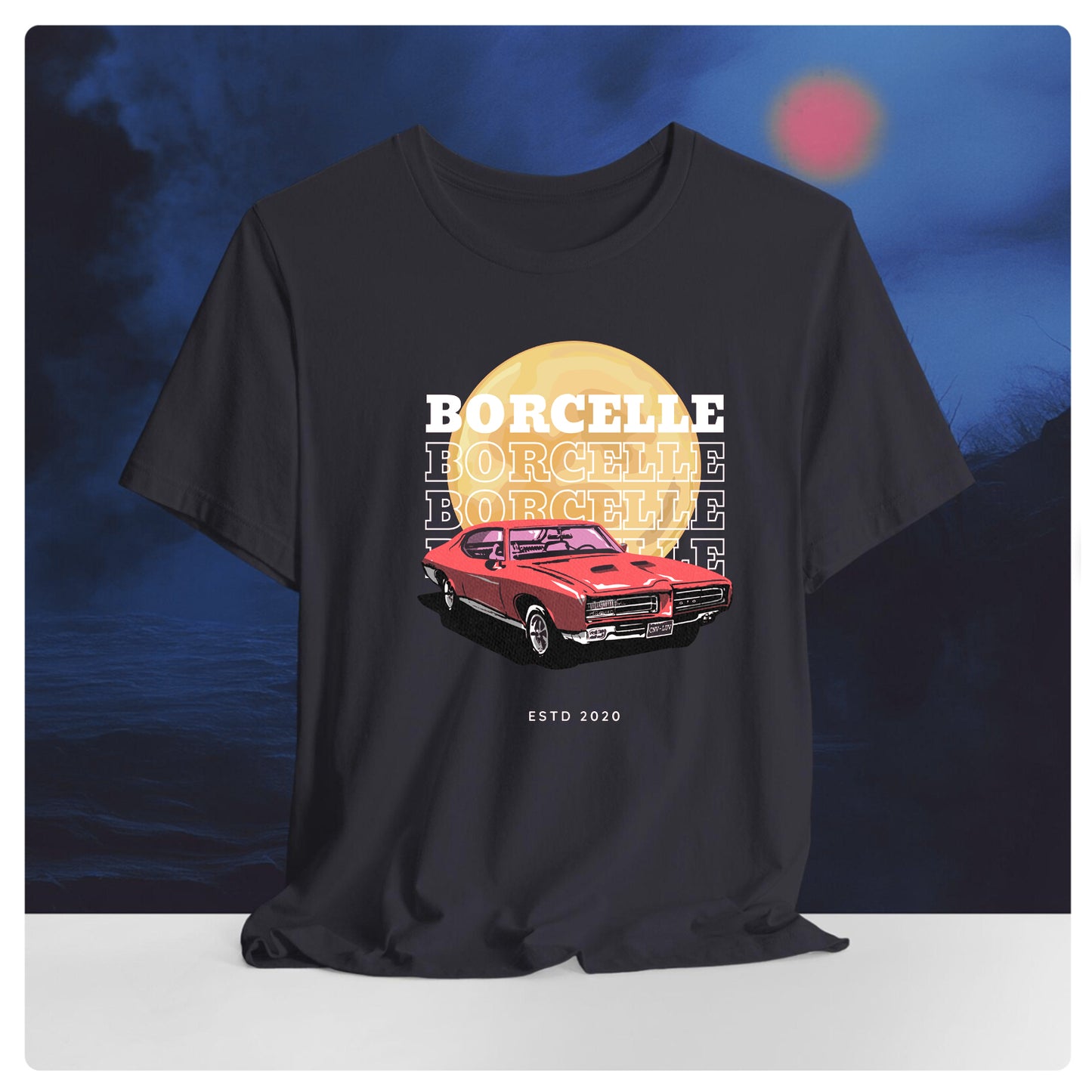 Borcelle Retro Muscle car Unisex Oversized T-shirt